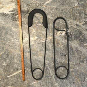 Ballard Designs metal wall decor oversized safety pins, Set of 2